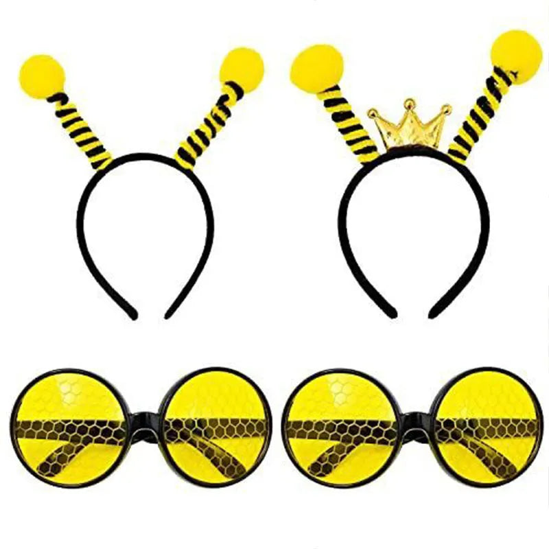 Yellow and black bee costume headband and glasses set for children's fancy dress