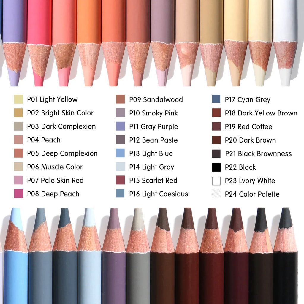 24 skin tone colour pencils in an iron tin case for portrait art projects