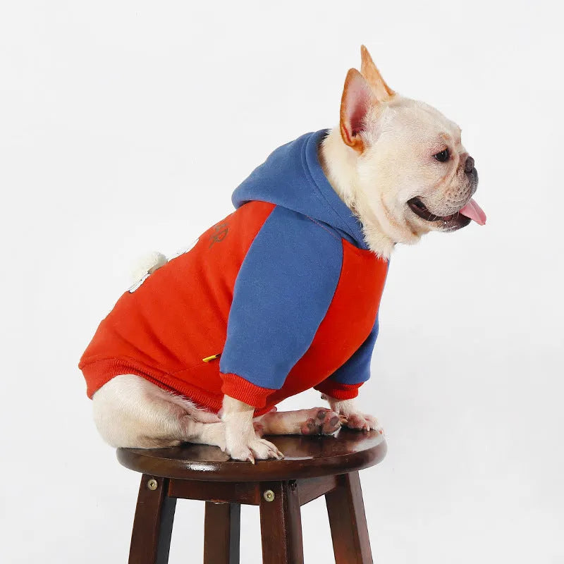 Red cotton pet clothing for small and medium dogs, sizes L to 4XL, lying flat
