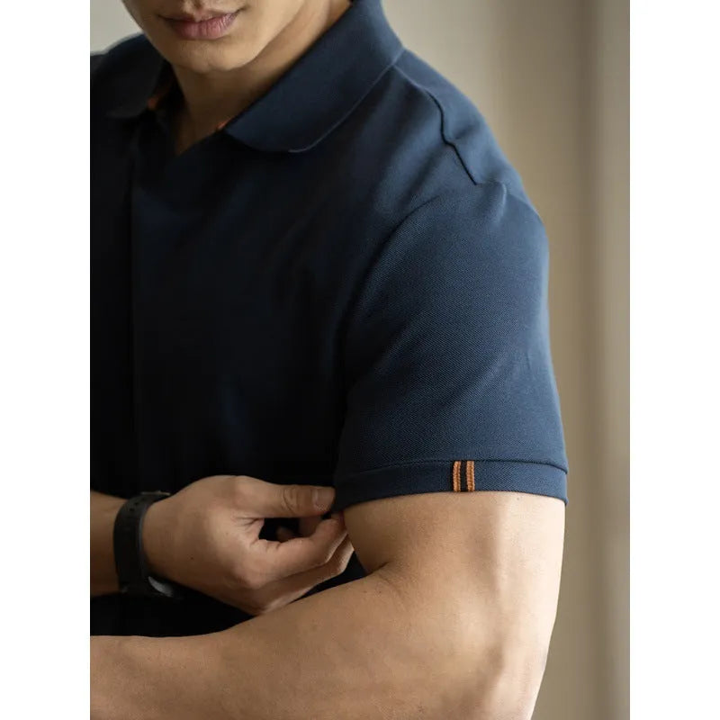 Men's short-sleeved polo shirt in cotton blend fabric available in multiple sizes