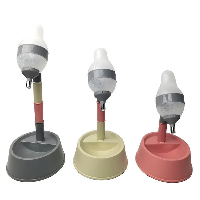 Green adjustable height pet water dispenser with detachable pole and anti-slip base