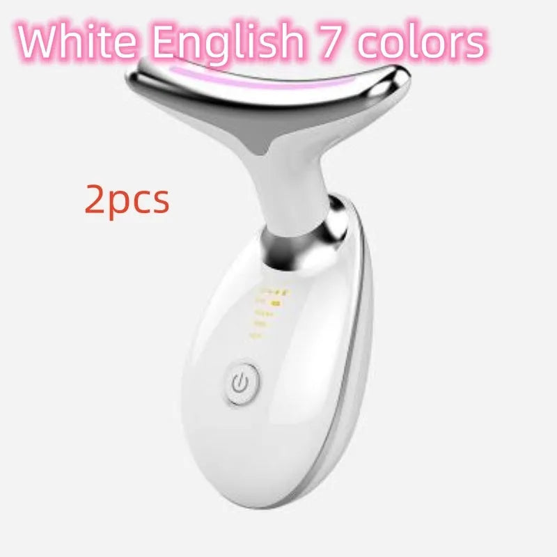 Beauty neck fade care massage instrument with ultrasonic infrared colour light functions in white