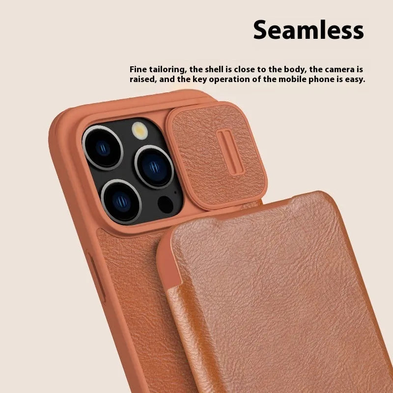 PRO Phone Case flip imitation leather for iPhone 15 Plus 15 Pro 15 Pro Max 14 Pro Max in Black, Brown, Red