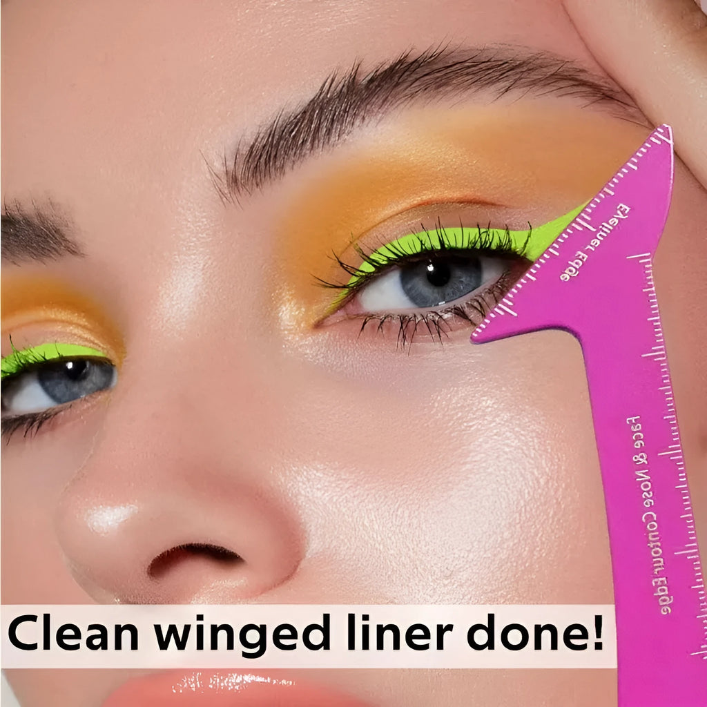 Reusable 3-in-1 eyeliner stencil tool for hooded eyes in LaserFX or pink colour