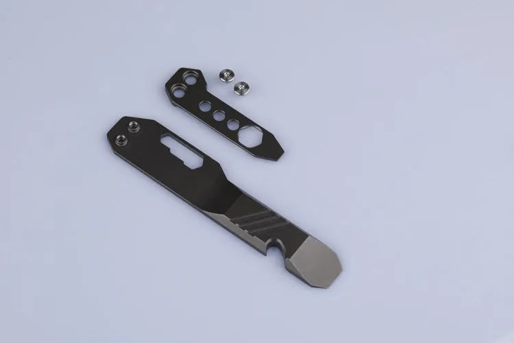 Titanium alloy TC4 multi-function crowbar with screwdriver and bottle opener, stone wash finish, compact EDC tool