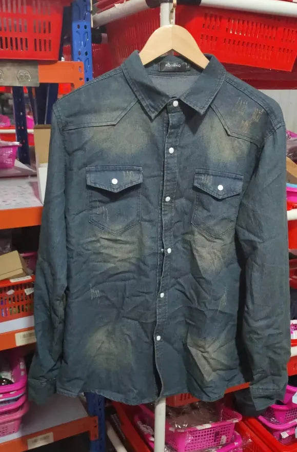 Men's cotton blend slim fit long sleeve solid colour casual shirt in blue, size M