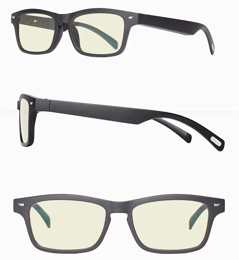 Black smart glasses with Bluetooth audio functionality and polarised lenses for sports and outdoor use