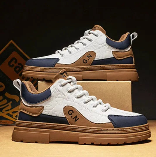 Summer platform casual sneakers with thick rubber sole, black and white colour options, height-increasing design