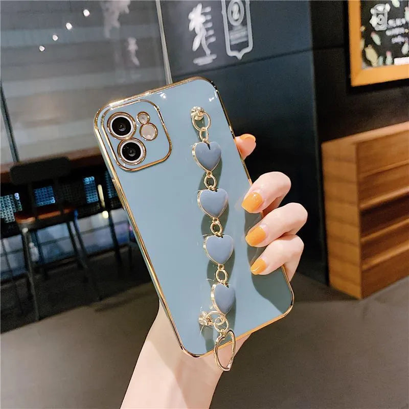 New silicone phone case with bracelet in solid colour for Samsung phones, green variant