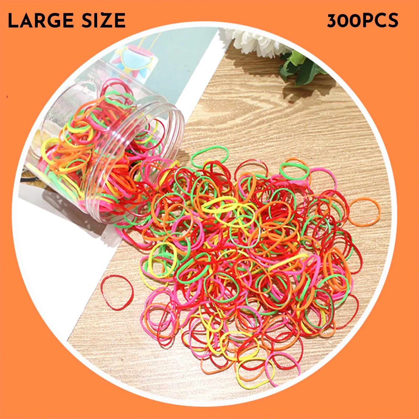 Multi-colour TPU baby hair ties in a reusable container for toddler fine hair, 300 piece pack