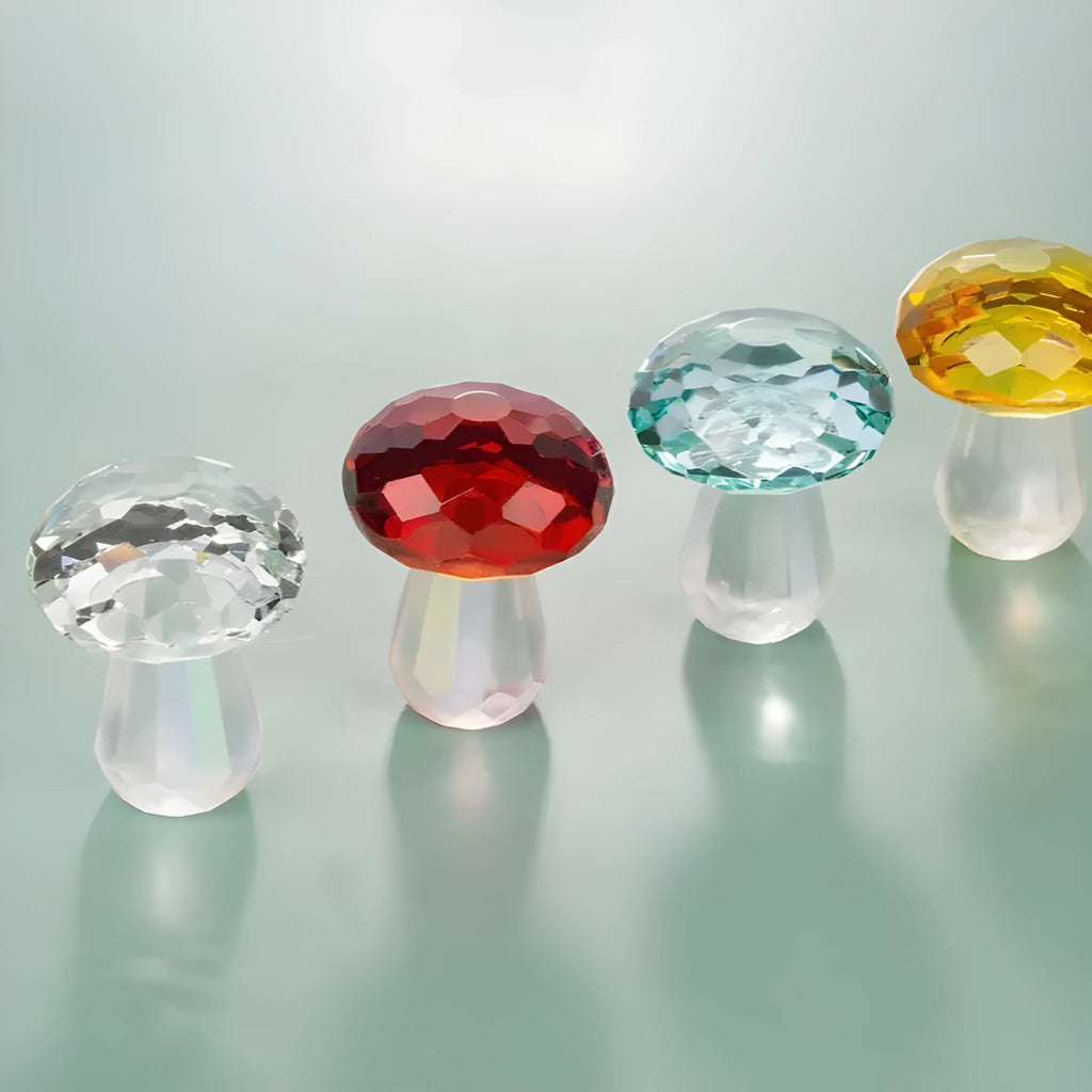 Colourful mushroom-shaped crystal decoration in modern simplicity style, 40mm by 53mm.