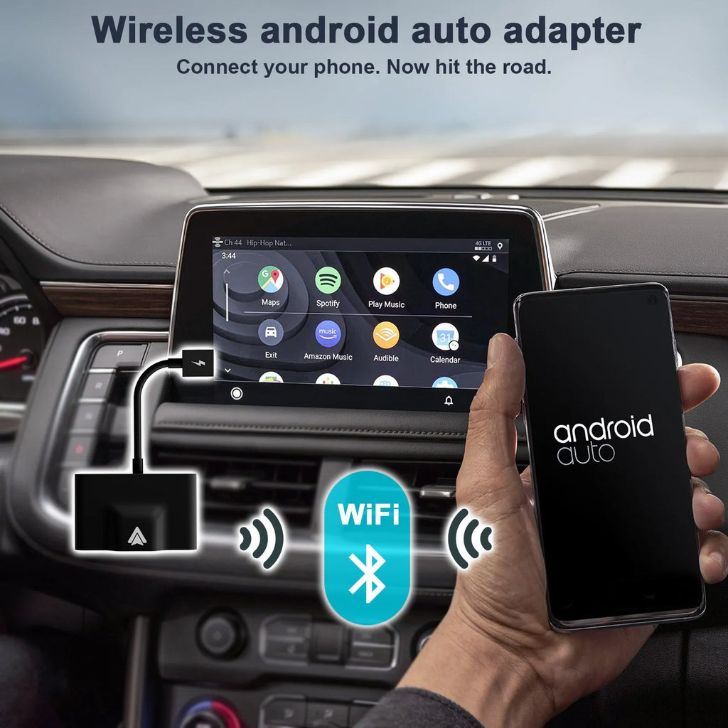 Car wireless Android adaptor for CARPLAY systems in black or white.
