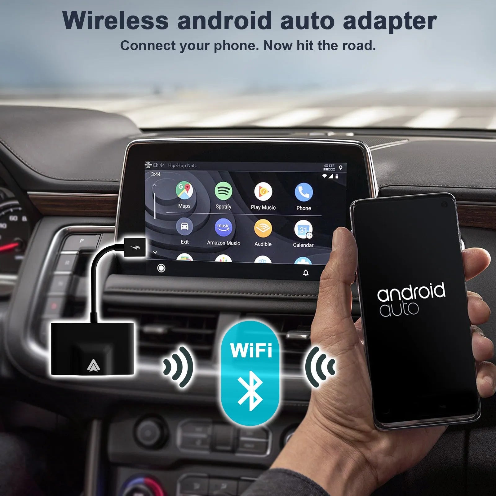 Car wireless Android adaptor for CARPLAY systems in black or white.