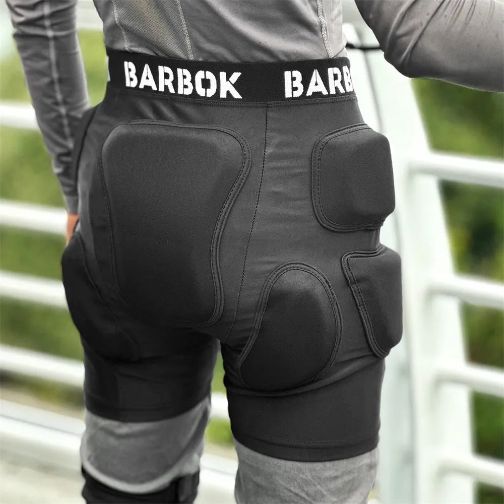 Adult black protective padded shorts with hip and tailbone padding for roller skating and skateboarding