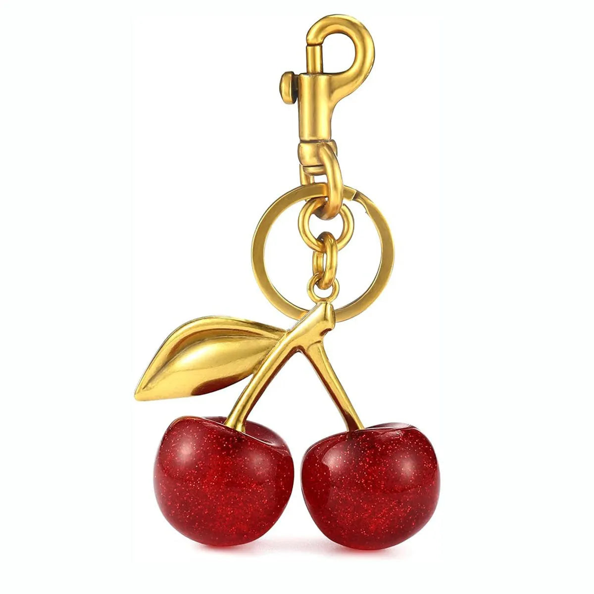Three-dimensional cherry design key ring pendant in zinc alloy for women's bag and car key accessories
