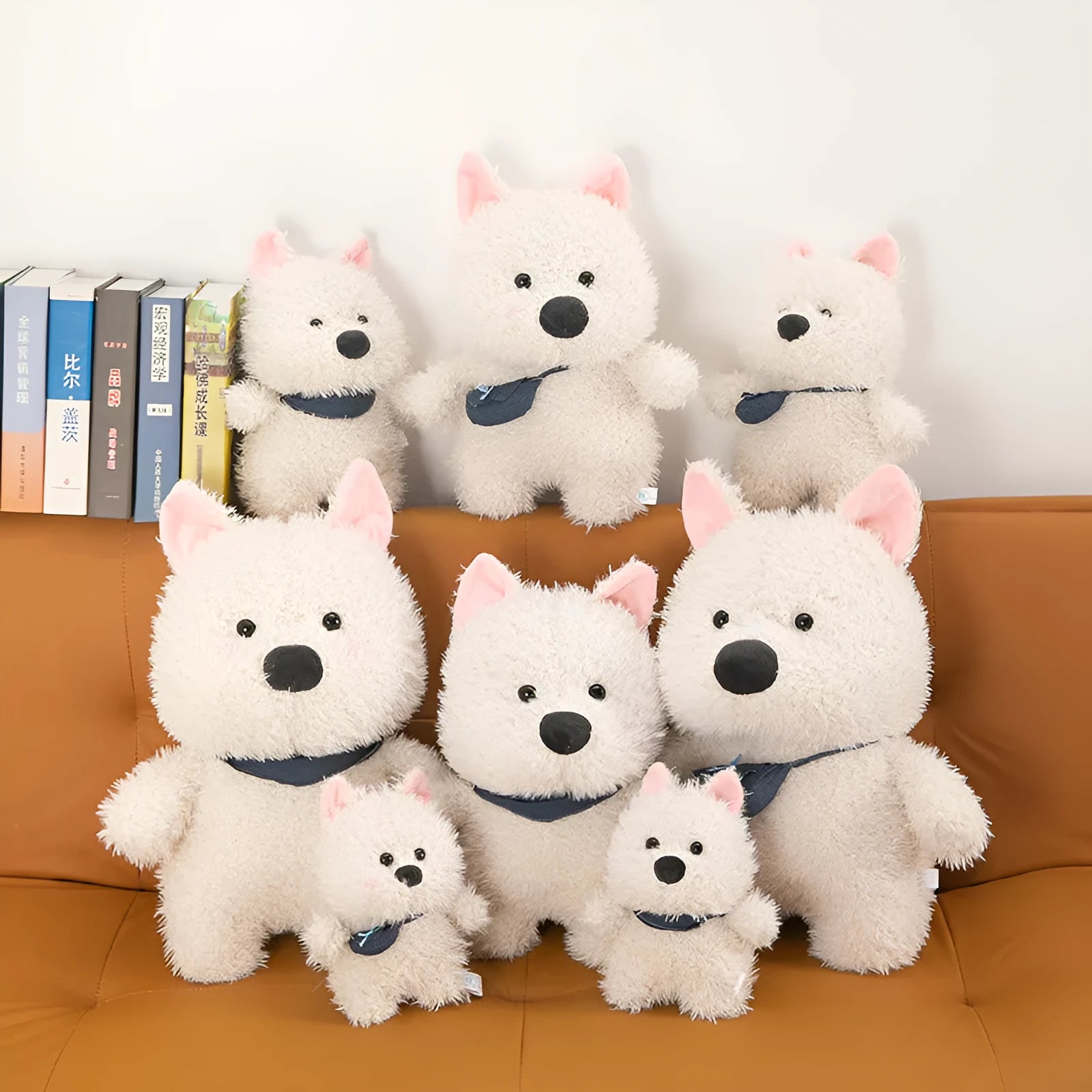 West Highland puppy plush toy with scarf style, 25cm height, soft stuffed dog.