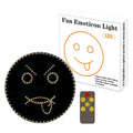 Car rear window LED expression light with 145 orange lamp beads displaying smiley face pattern, black housing, remote control included