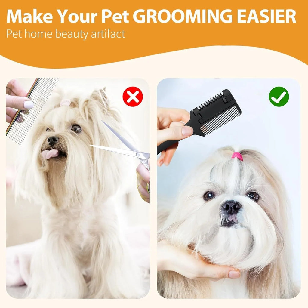 2-in-1 pet razor comb with comb and trimming blade for grooming dogs and cats
