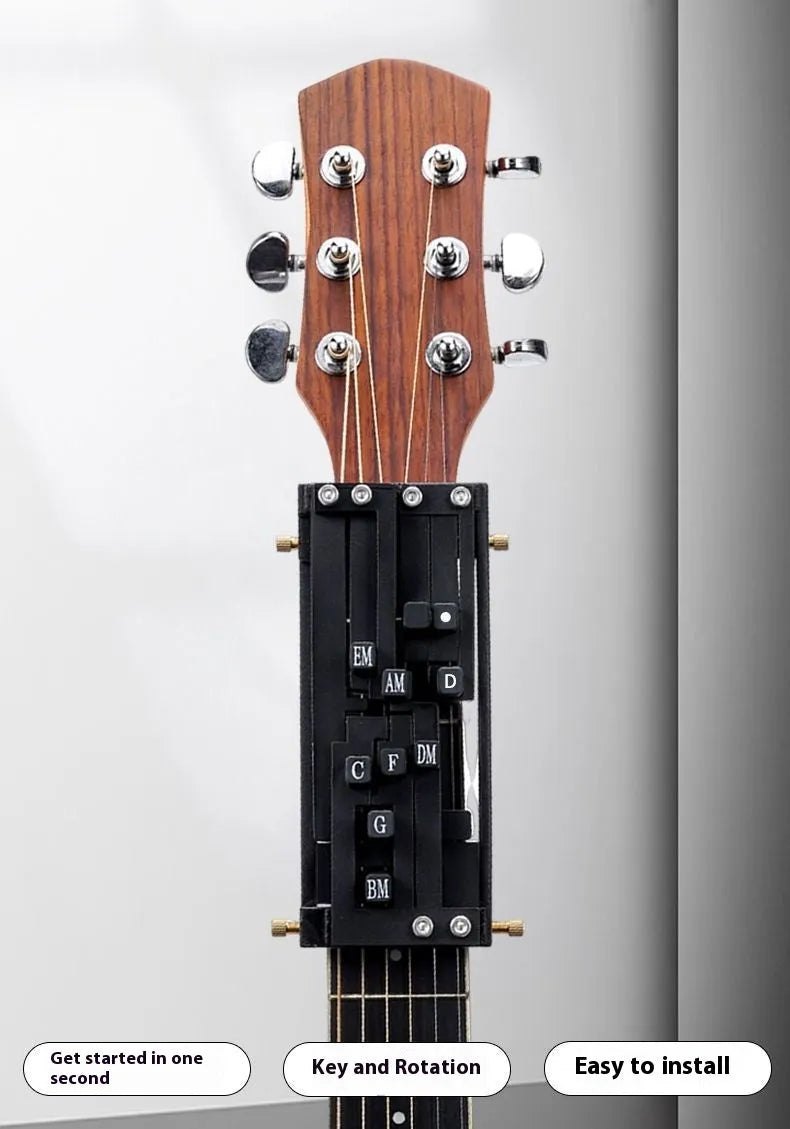 Black automatic chord practice device for folk guitar beginners playing and singing