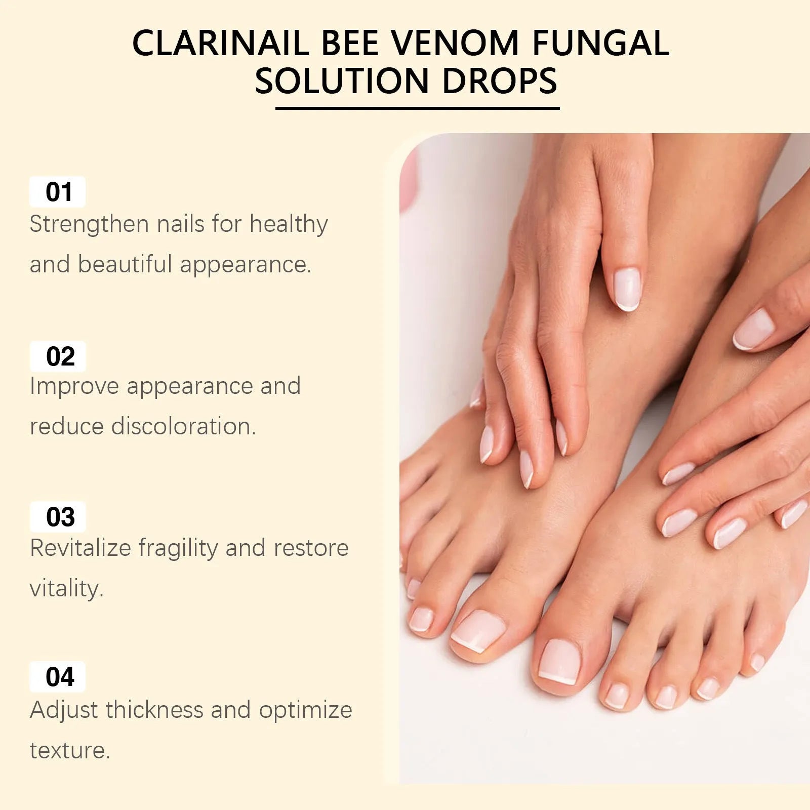50ml nail fungus care solution bottle with bee venom and peppermint oil ingredients list