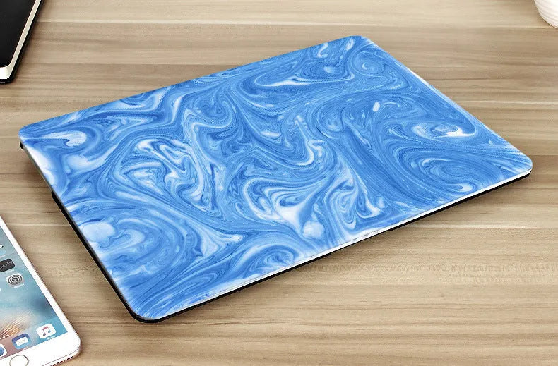 Marble grain plastic notebook case for MacBook with blue marble pattern