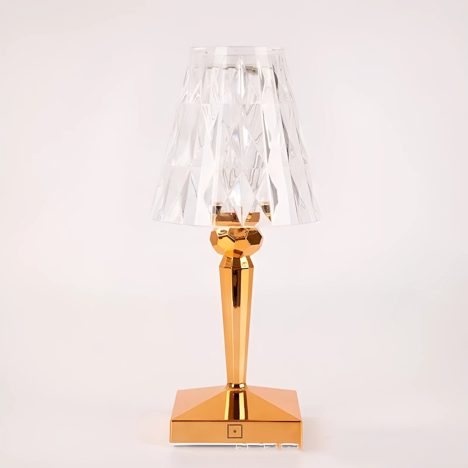 Rose gold plated portable touch night light with dimmer on a table