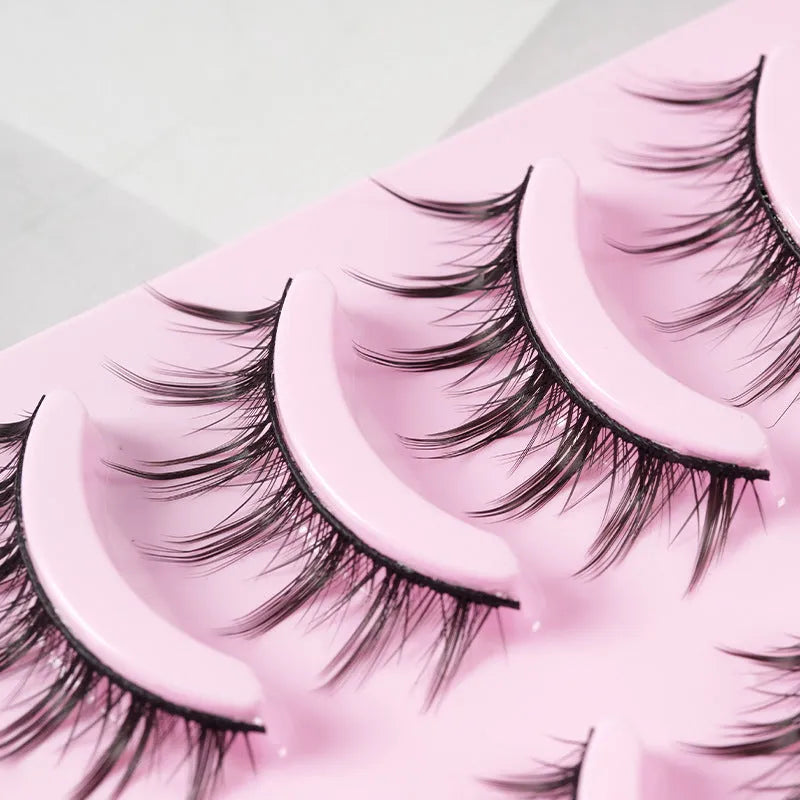 5 pairs anime manga lashes false eyelashes in natural wispy style with plastic black band