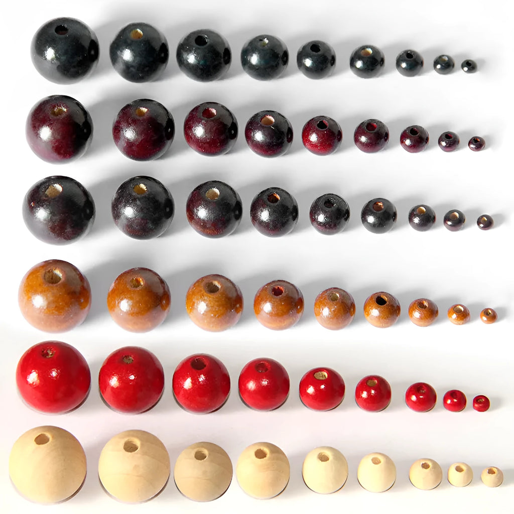 Loose wooden beads in red sandalwood and huanghuali in various sizes for DIY jewellery making