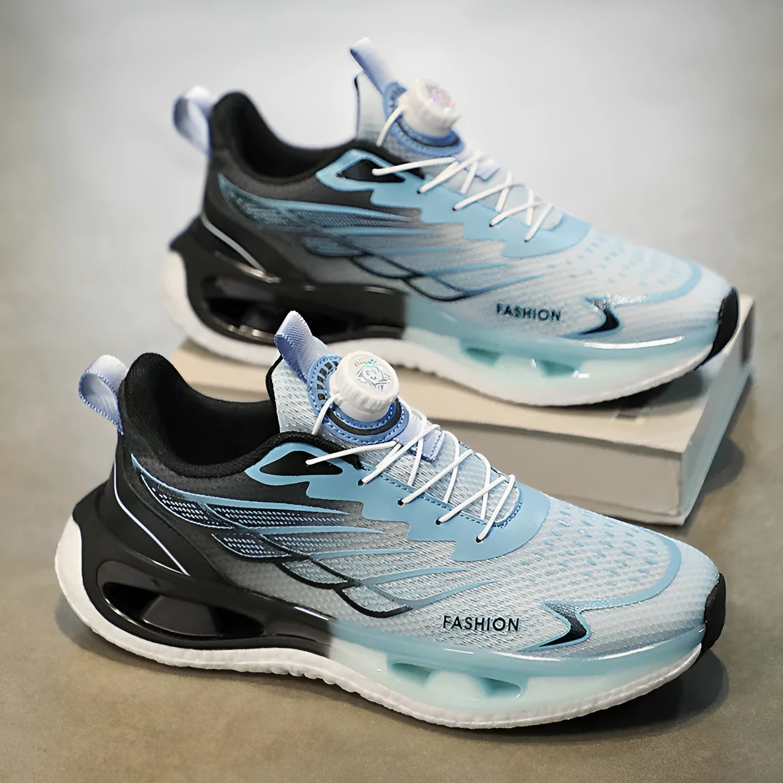 Youth men's casual sneakers with rotating button and shock absorption in mesh or leather options