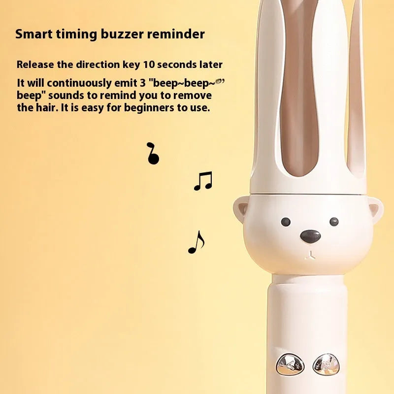 Beige FS-H208 anion automatic hair curler with hair stick accessory on white background