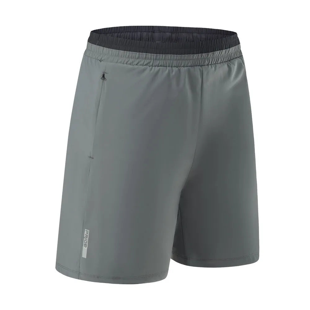 Men's Ice Silk quick-drying loose cropped running pants in army green on a model