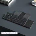 Black folding Bluetooth keyboard with touchpad for tablets and mobile phones