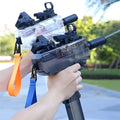 Uzi electric burst water gun in blue with transparent shell, 35ft range, rechargeable battery
