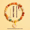 Handmade Chinese style bracelet with natural jinsi jade safety buckle and 6mm agate beads