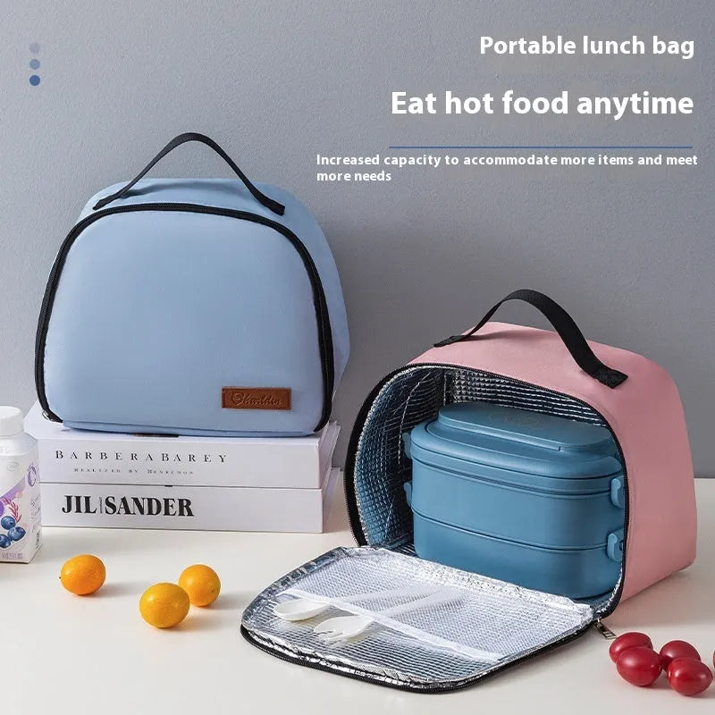Insulated textured cloth lunch box bag in sapphire blue colour with large capacity