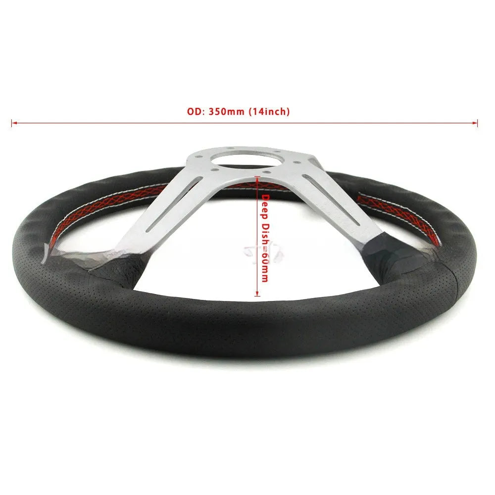 BMW steering wheel with leather surface and middle concave design, silver black colour