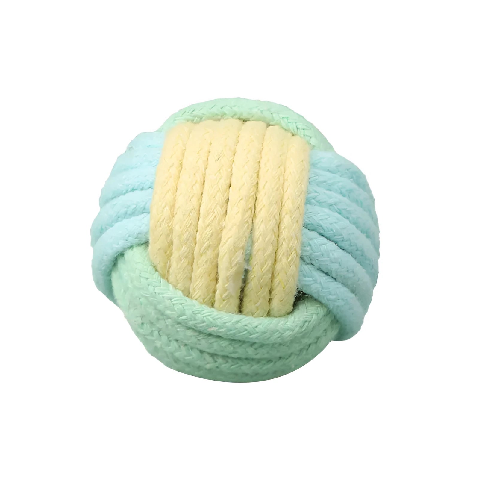 Handmade plush cotton cat toy ball with cat hair interior in blue powder colour