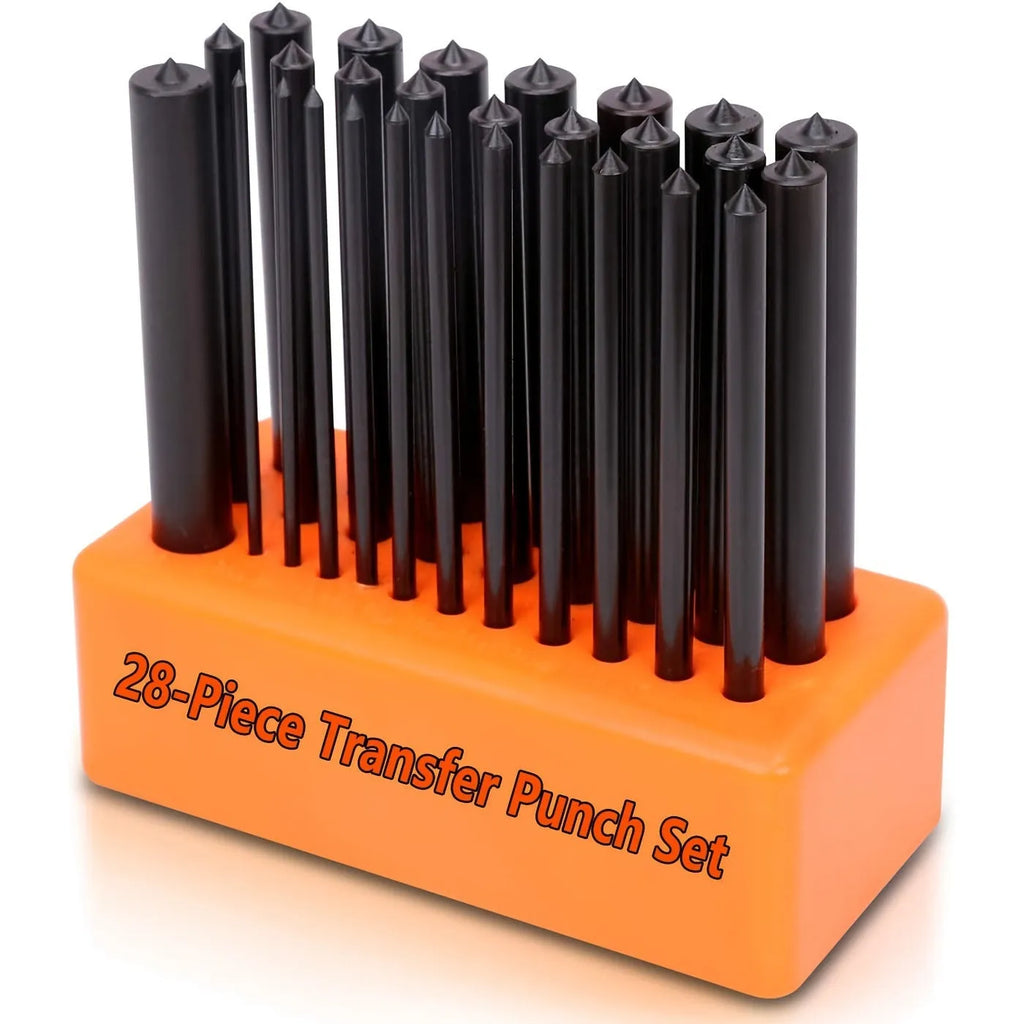Orange alloy plastic punch needle tool with metal head on white surface