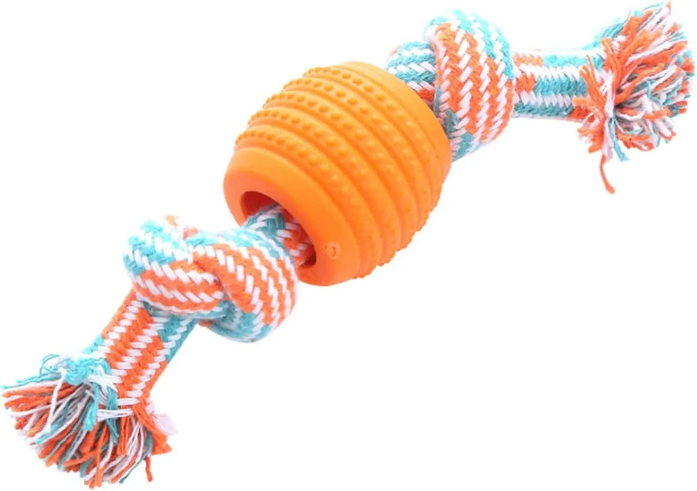 Blue dog chew toy with rope construction for dental cleaning and moderate chewing
