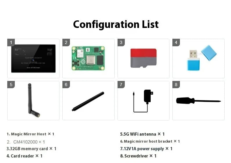 13.3-inch smart mirror display with touch screen for Raspberry Pi CM4 voice assistant integration