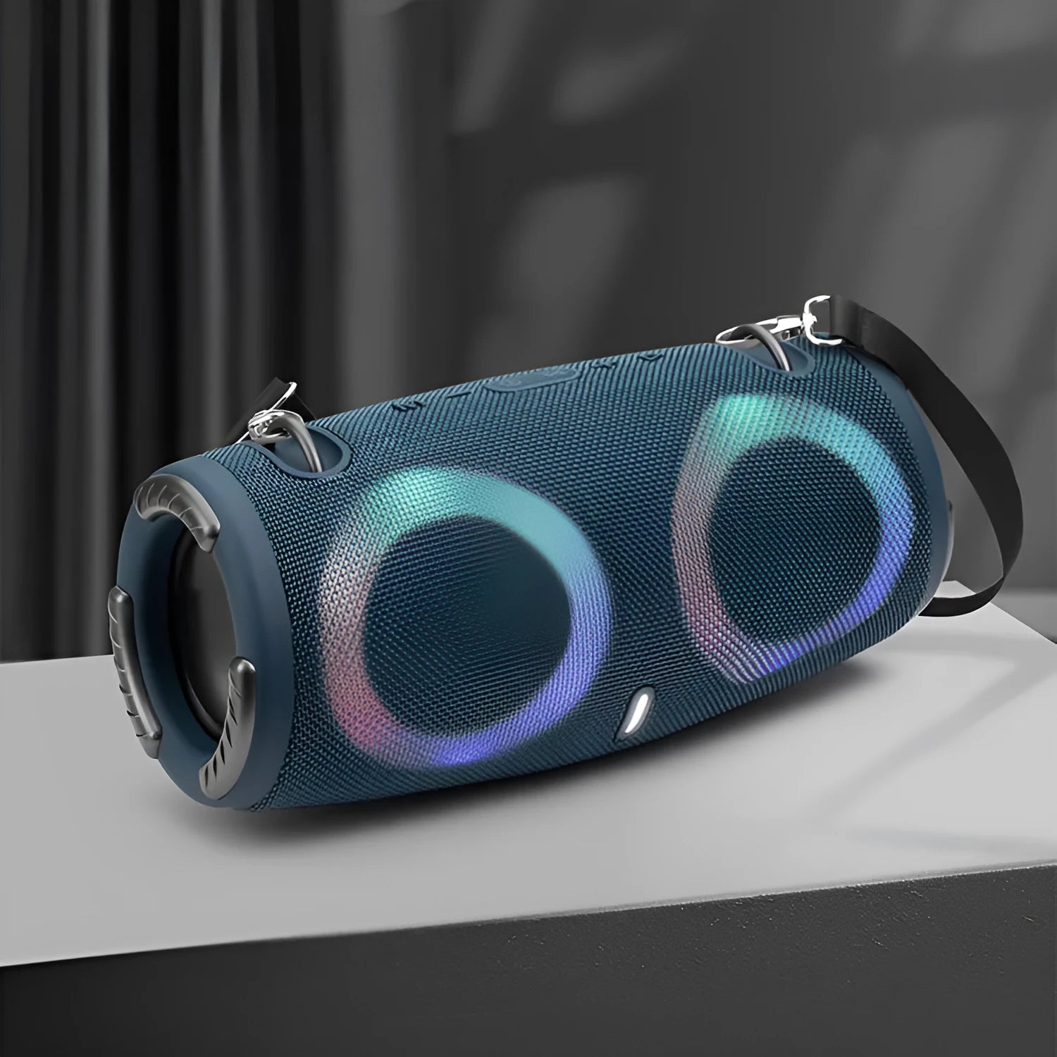 War Drum Bluetooth portable speaker with RGB coloured lights in black blue red silver grey camouflage colours