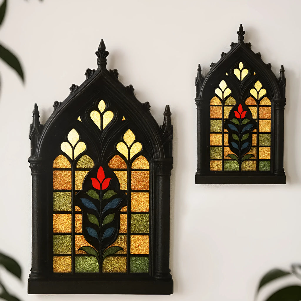 Black wooden gothic style wall mounted storage rack for door frame decoration