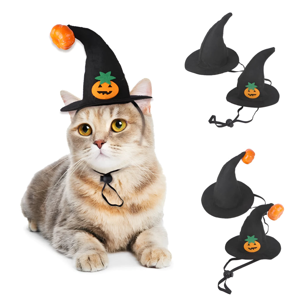 Cloth pumpkin Halloween hat for cats, free size, with embossing, available in multiple colour options