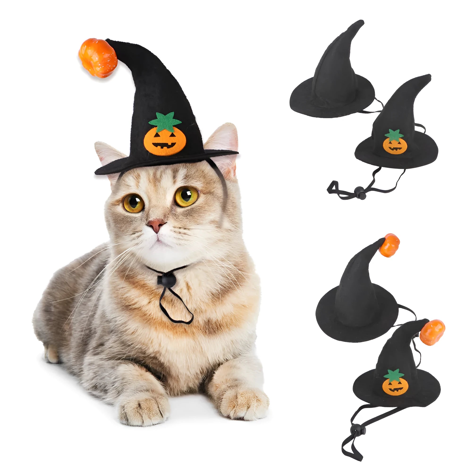 Cloth pumpkin Halloween hat for cats, free size, with embossing, available in multiple colour options