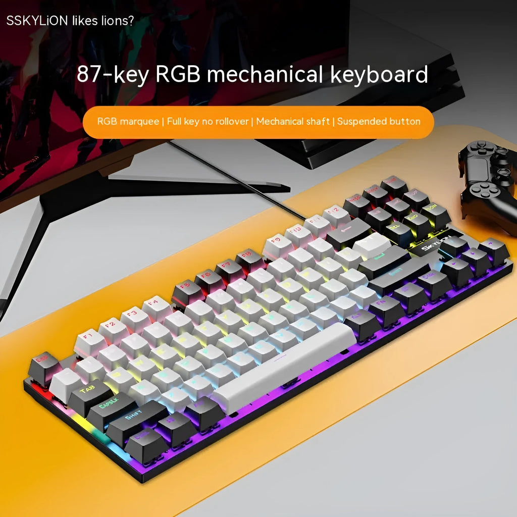 K87 mechanical gaming keyboard with metal case and red or green axis switches in multiple colour options.