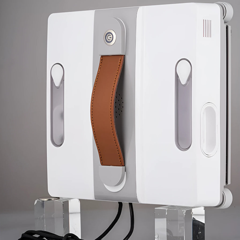 White intelligent window cleaning robot for high-rise buildings with electric motor