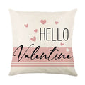 Square red and plaid heart print pillow cover for Valentine's Day, 45x45cm.