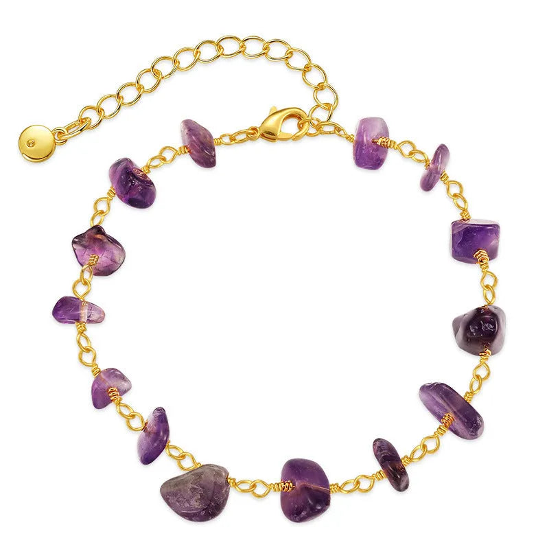 Women's irregular natural gravel turquoise bracelet in 18K copper with geometric design and crystal accents