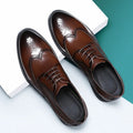 Men's black and brown brogue leather shoes for business formal wear