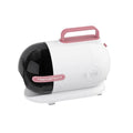 Pink and white pet grooming vacuum cleaner with conditioner dispenser and attachments
